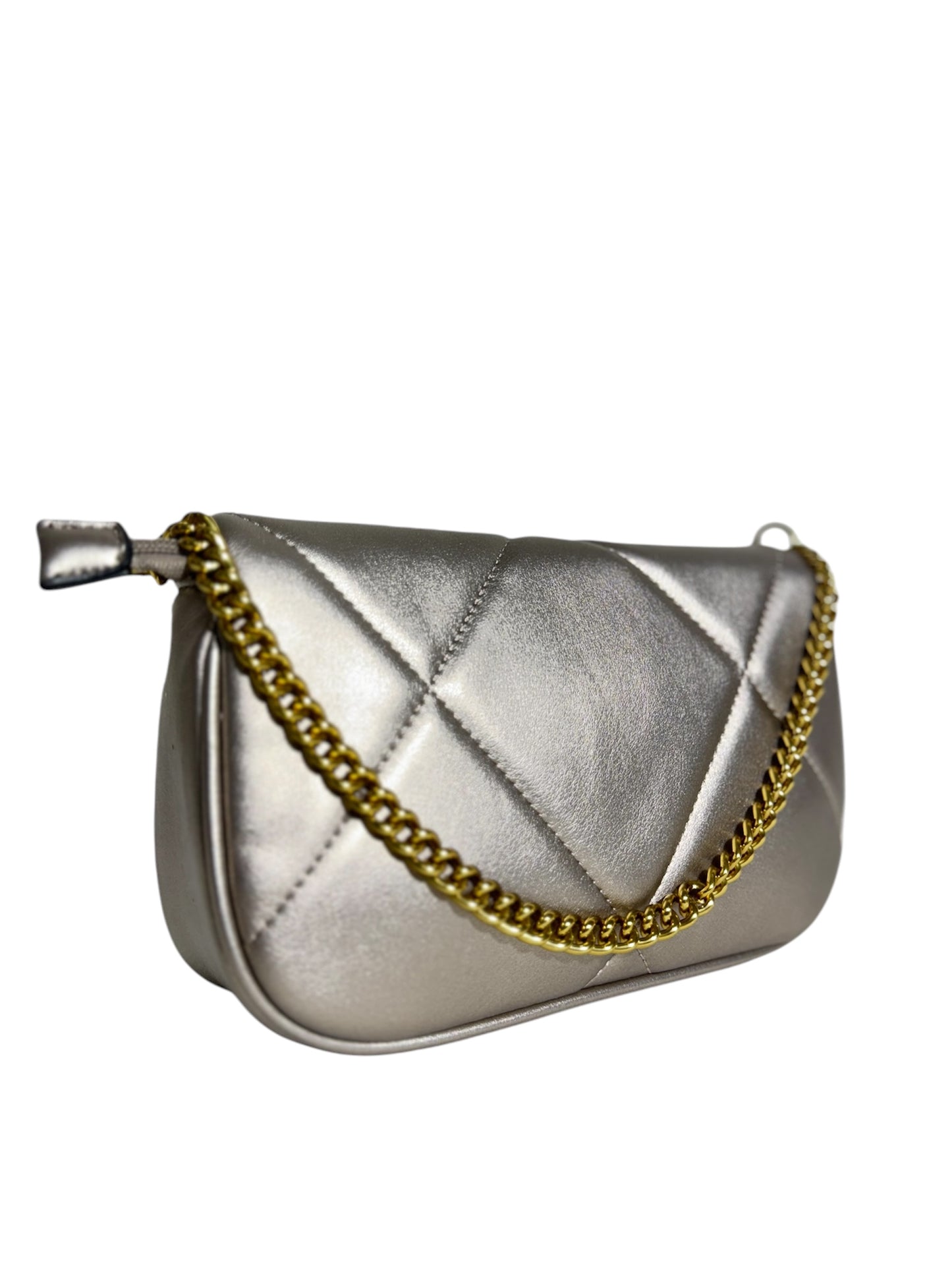 Bolso Acolchado Dorado Champagne con Cadena