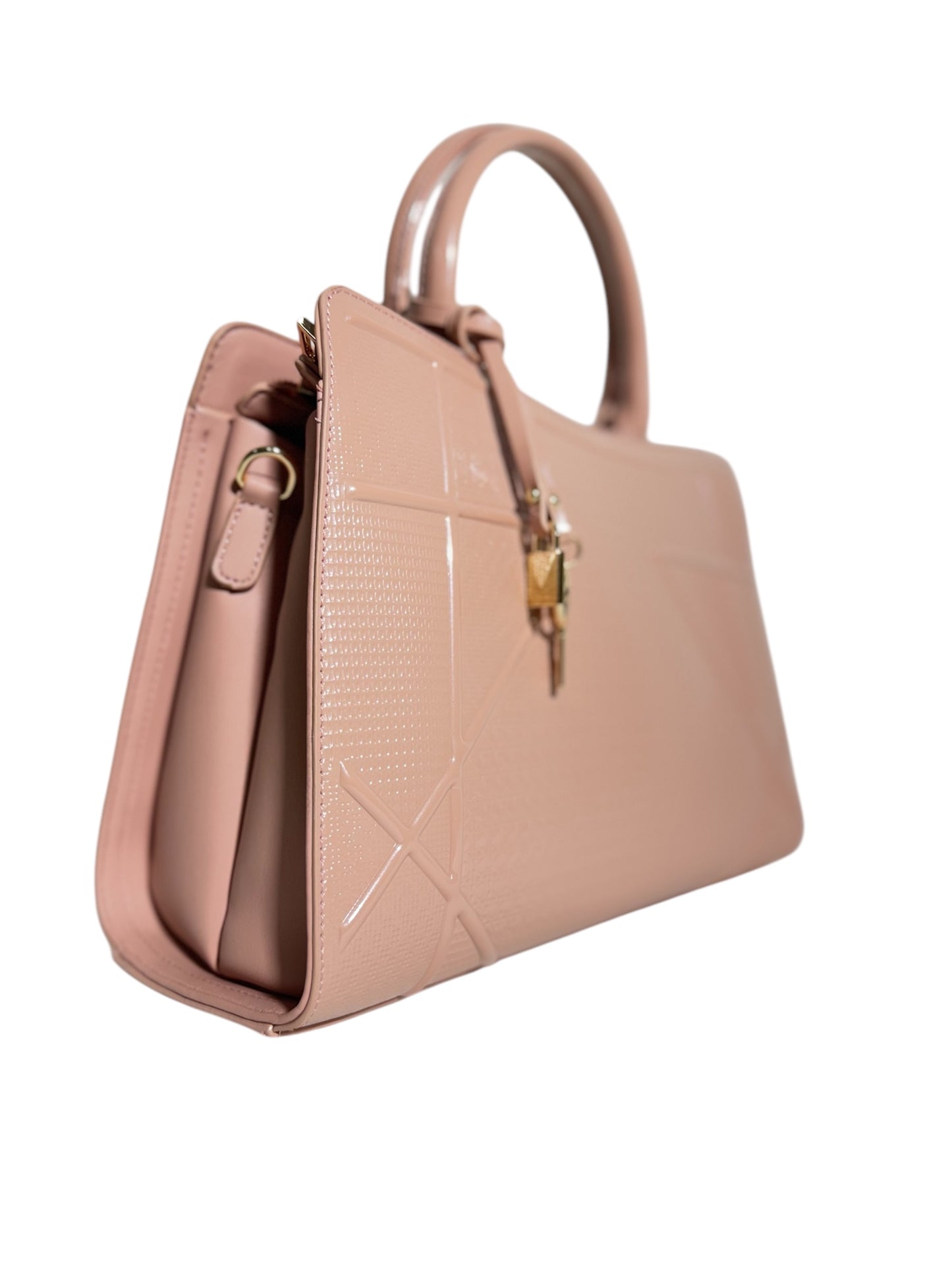 Bolso Nude Geométrico con Brillo