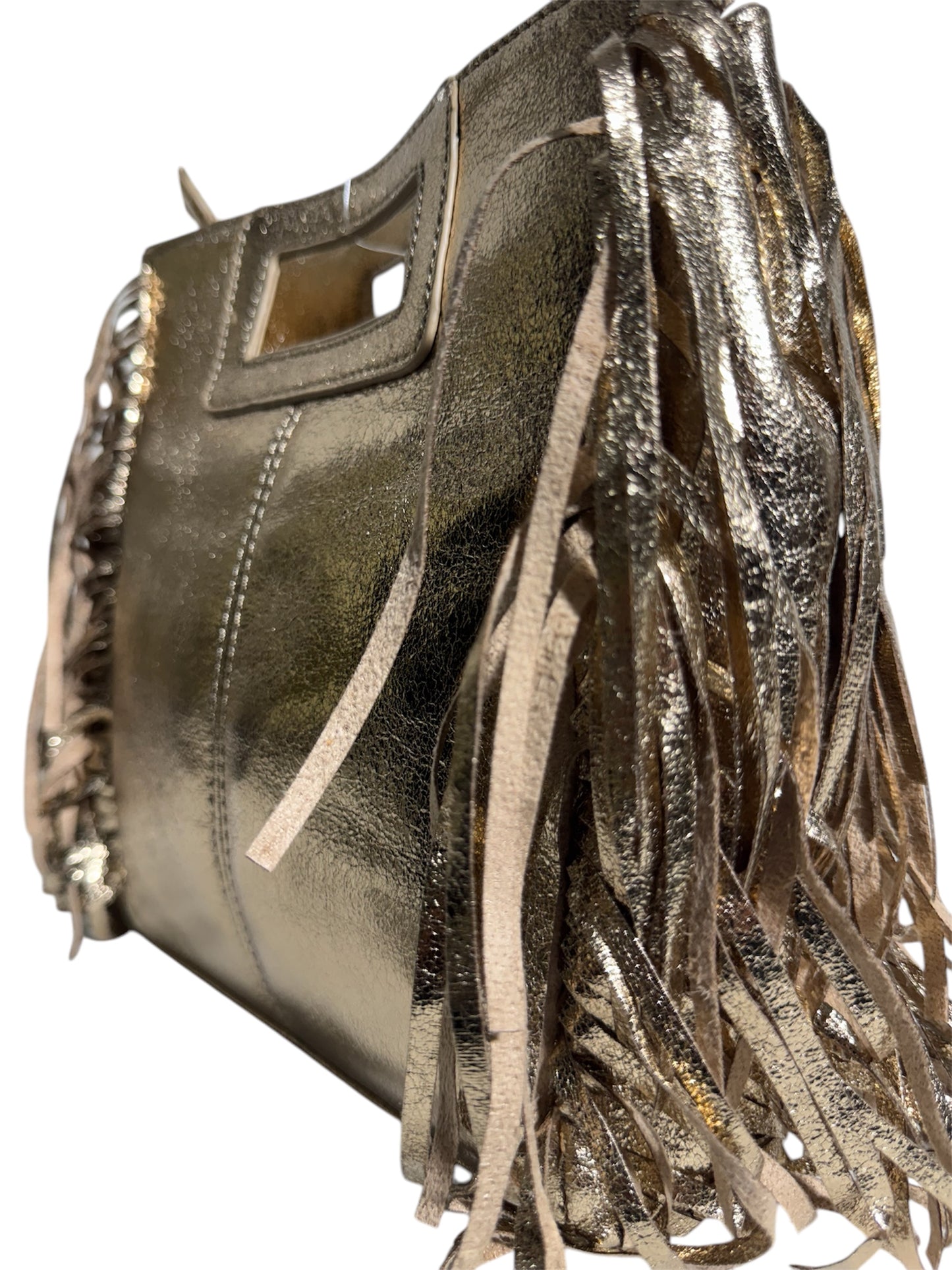 Bolso Dorado con Flecos Laterales