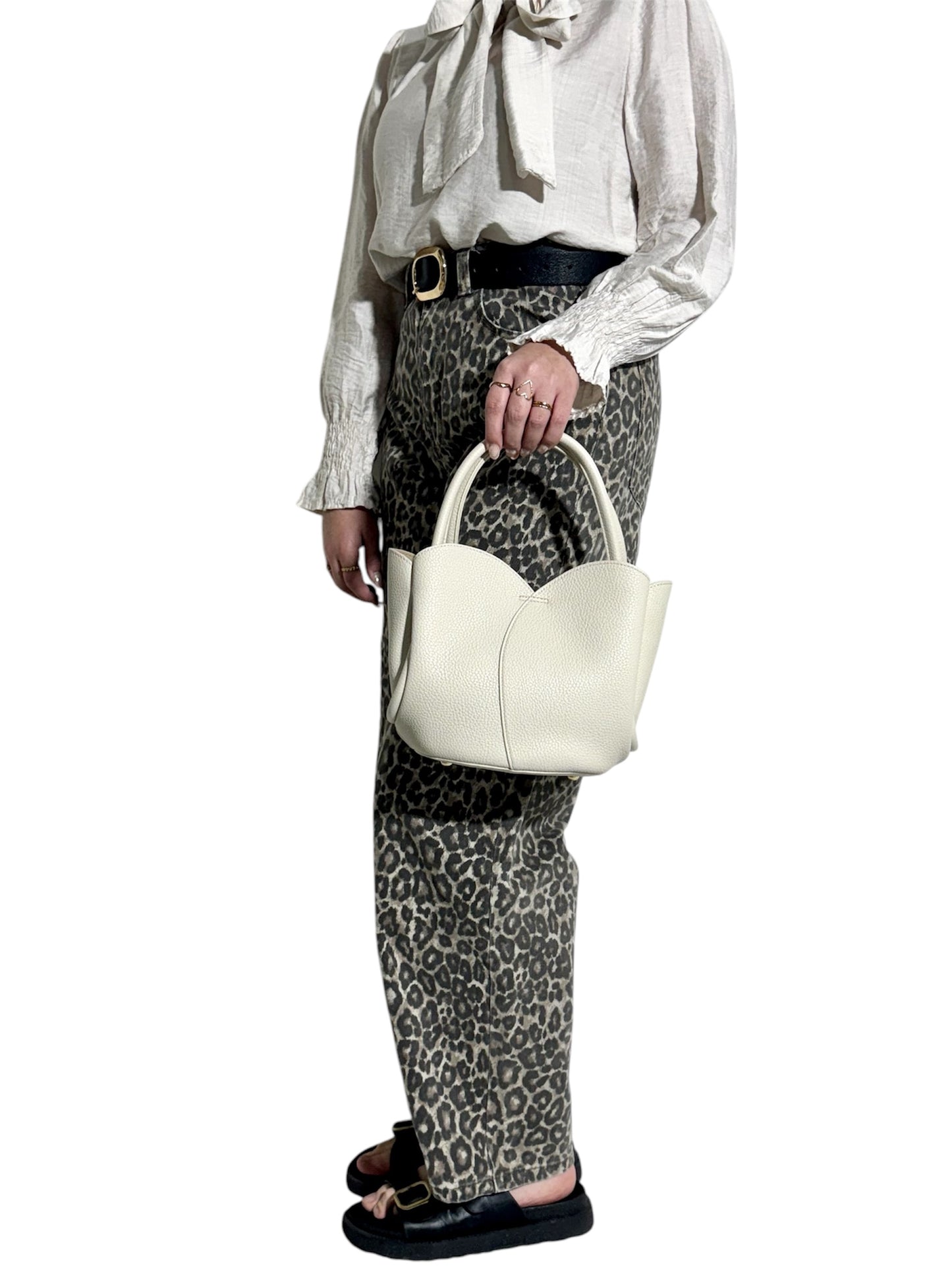 Bolso Flor Blanco Hueso