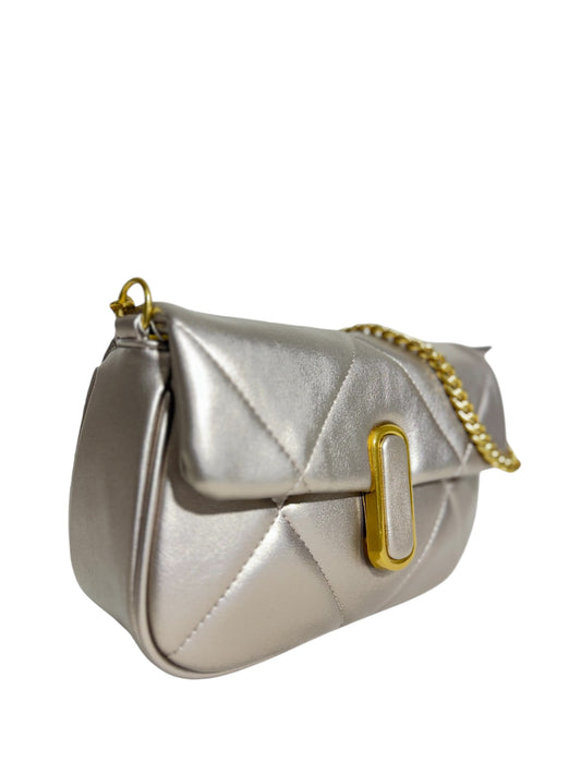Bolso Acolchado Dorado Champagne con Cadena