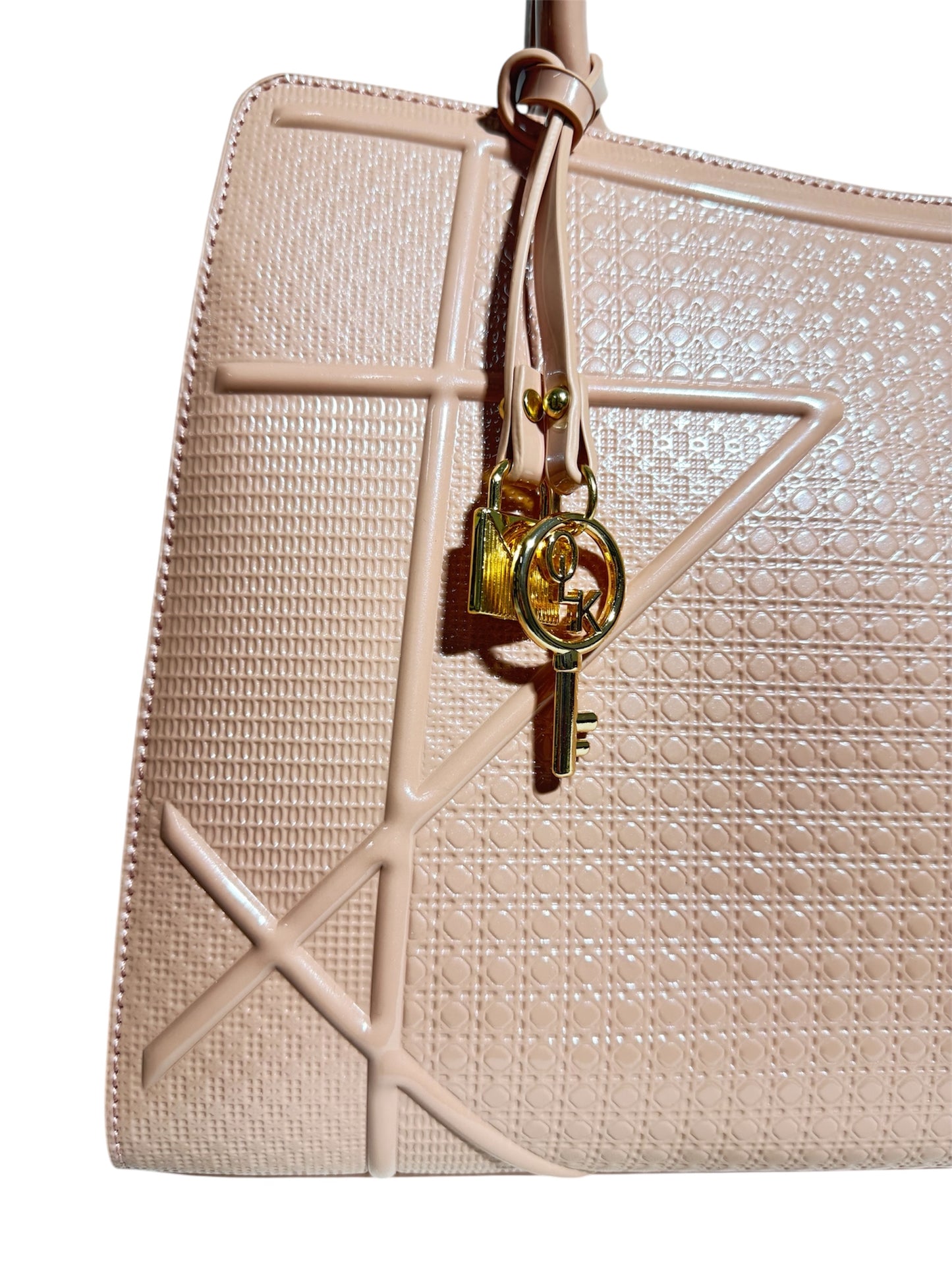 Bolso Nude Geométrico con Brillo