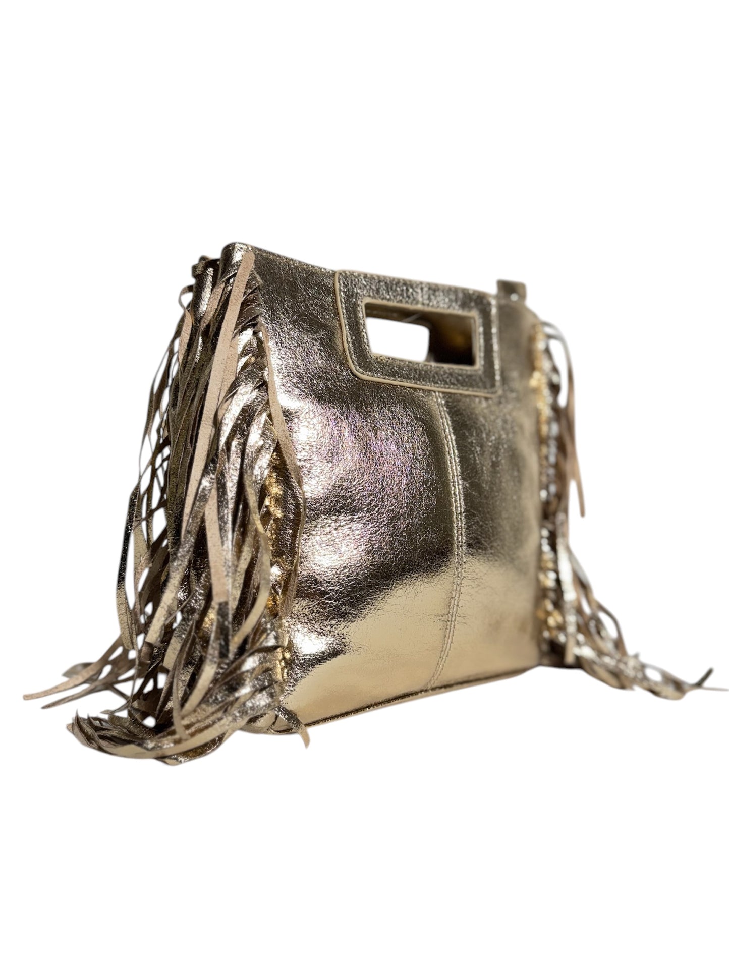 Bolso Dorado con Flecos Laterales