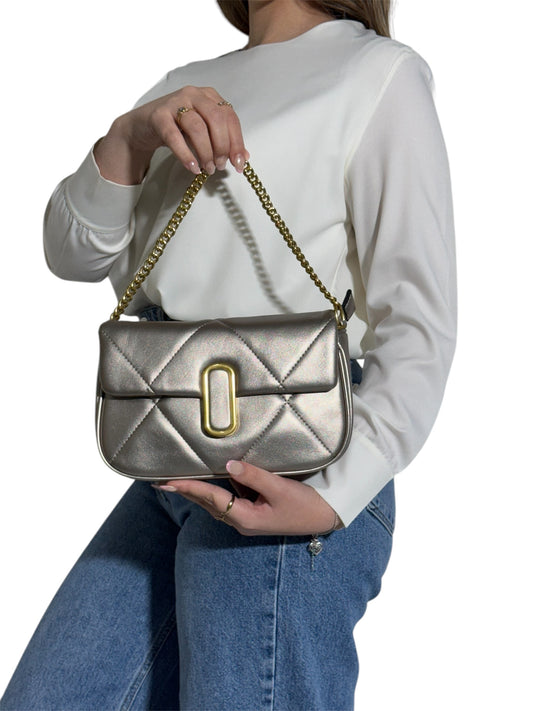 Bolso Acolchado Dorado Champagne con Cadena