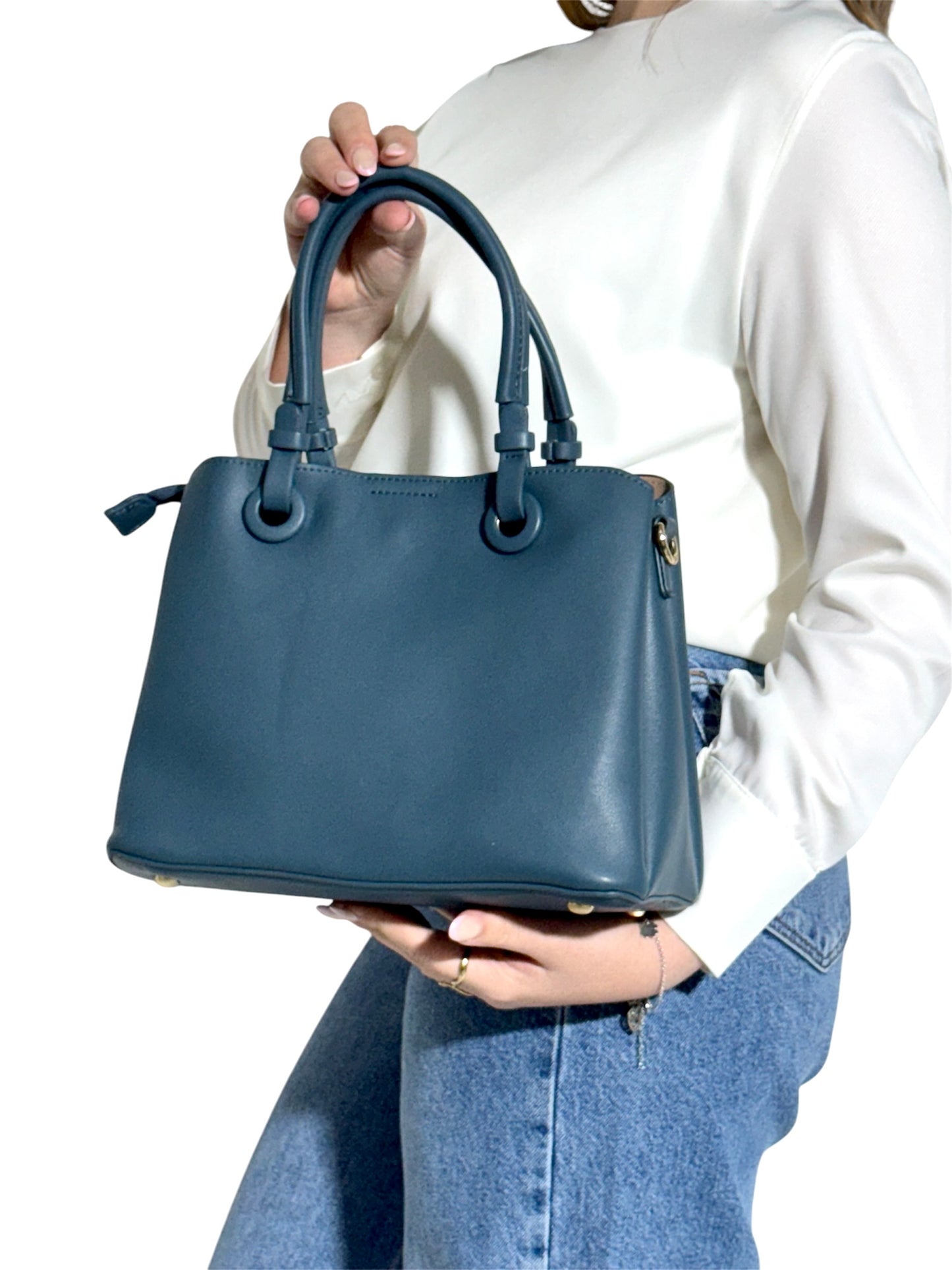 Bolso Azul Petróleo con Asas
